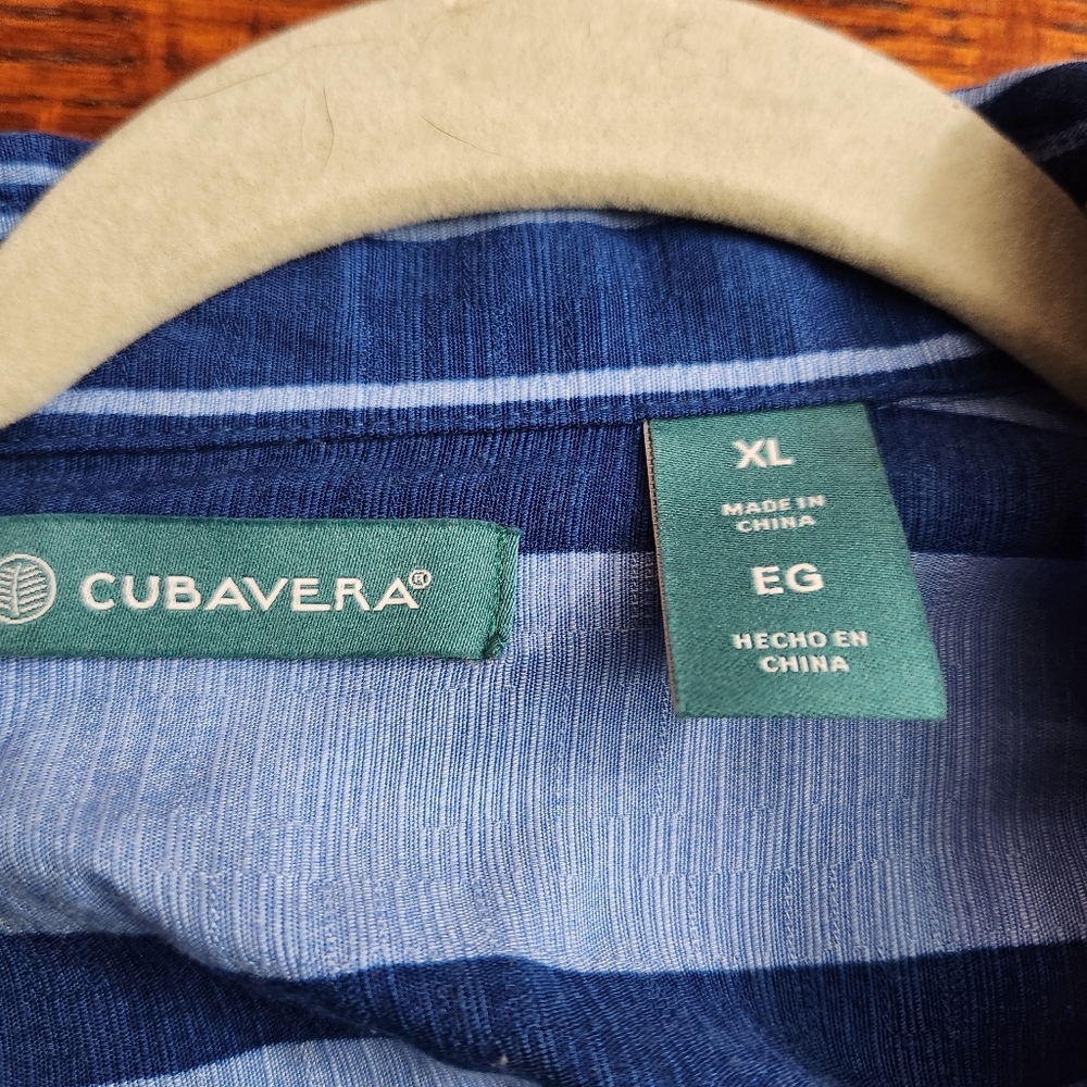 Cubavera XL short sleeve Blue stiped Button Down Shirt collared casual like new - Picture 5 of 11